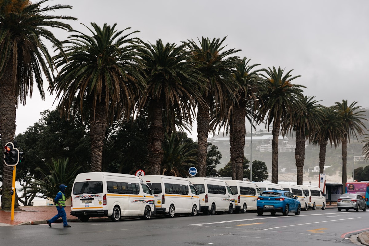 South African minibus taxis at a taxi rank